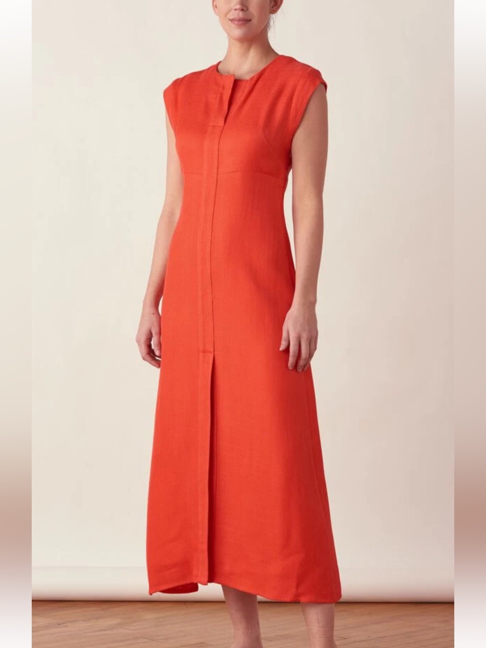 Rachel Comey Chrysantha Coral Sleeveless Midi Dress Size 4 Cotton